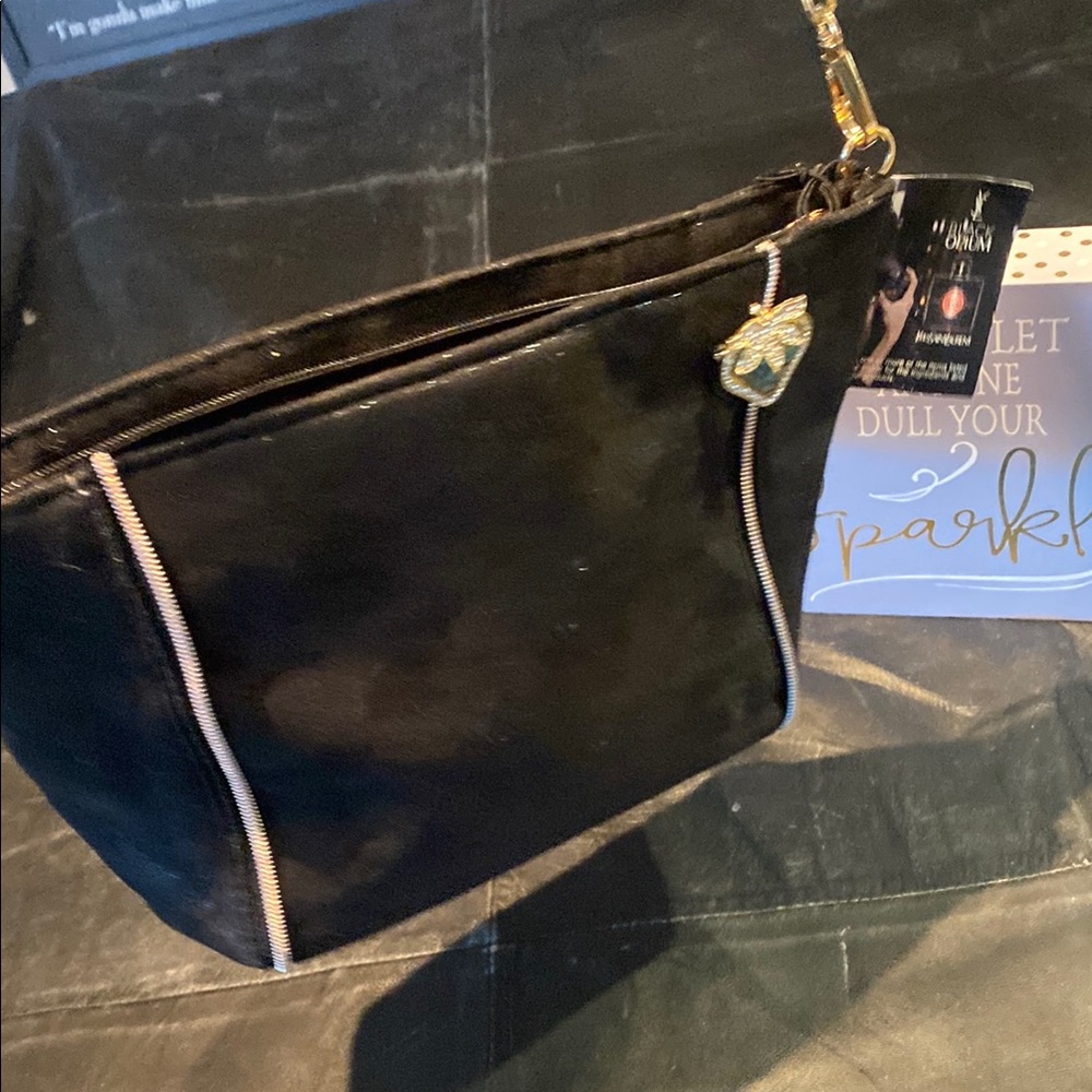 Yves Saint Laurent Beauty Black and Gold Crossbody Bag with bonus brooch - Picture 9 of 16